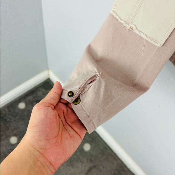 FREE PEOPLE Womens Lou Cropped Military Jacket Sz M Blush Pink Crop Long Sleeves - Picture 5 of 8